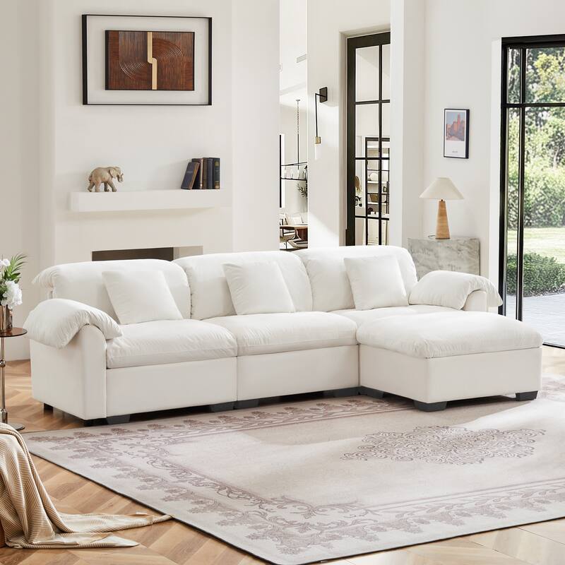 Velvet Fabric Modular Cloud Couch with Storage Seat,Free Combination