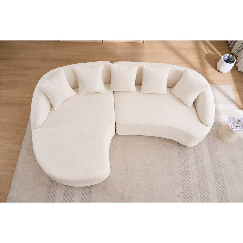 99" L-Shaped Chenille Sectional Boneless Sofa with Chaise and Pillows