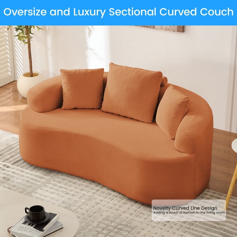 Mixoy Compact Loveseat Sofa with Chenille Upholstery,No Assembly Curved Couch for Small Spaces,Apartment