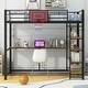 preview thumbnail 3 of 10, Industrial-Style Loft Bed with Basketball hoop, Twin Size Metal Loft Bed Frame with Built-in Desk and Shelf for Kids Boys Girls