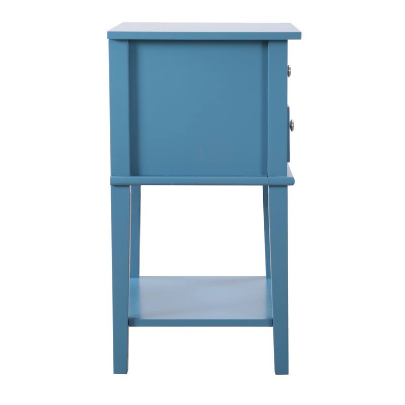 2-Drawer Oak Nightstand with English Dovetail Drawers, 28 Inch Timeless Wooden Bedroom Bedside Table