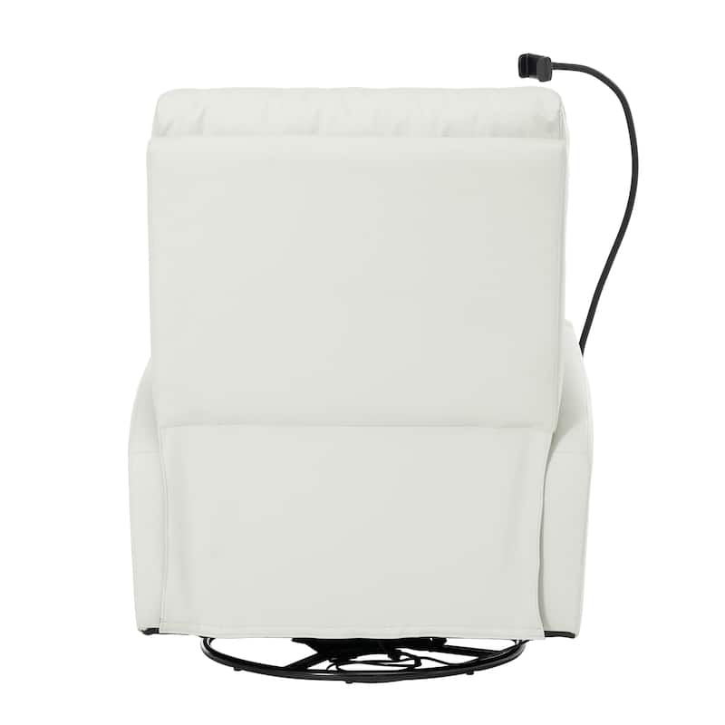 Grey Swivel Rocking Recliner with USB, Power Recline, and Overstuffed Comfort