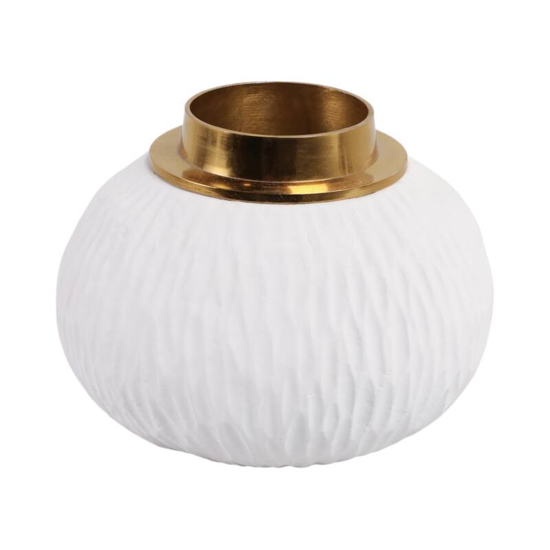 Pottery Metal Vase Earthenware Handcrafted Tapered Textured Surface