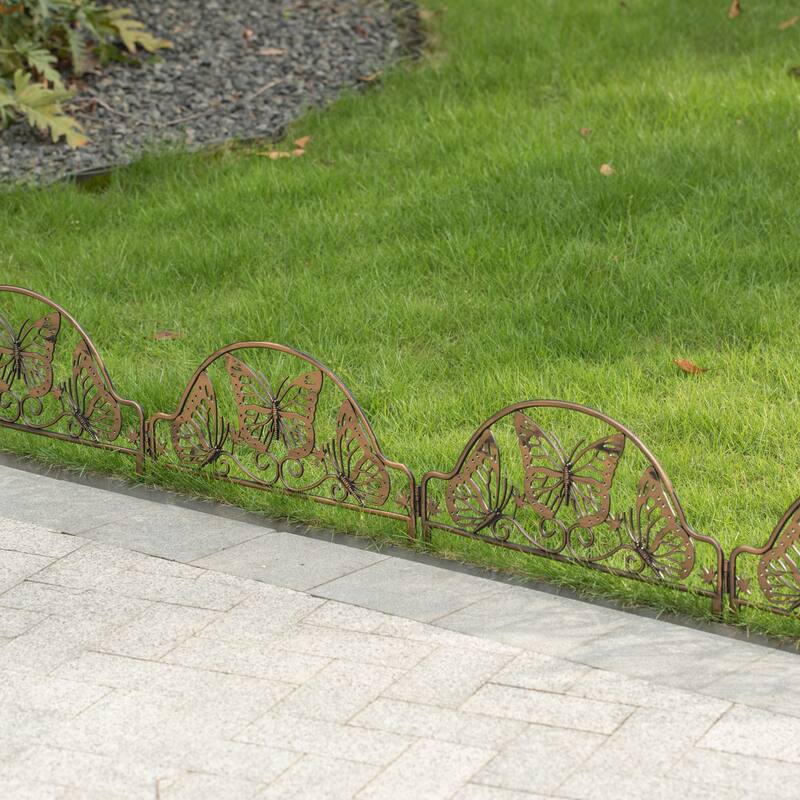 Decorative Butterfly Design Plastic Fence Garden Edging Landscape Border Path Panel, Pack of 6