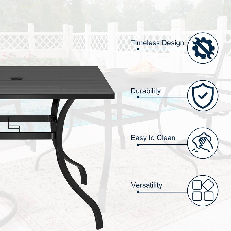Clihome Outdoor 6 Piece Patio Swivel Chair Dining Table Set