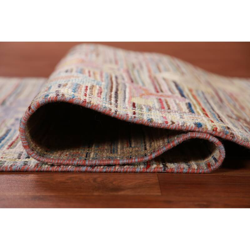Hand Knotted Oriental 100% Wool Carpet Transitional Floral Multi-Colored Oushak Runner Rug - 9' 9'' X 2' 7''