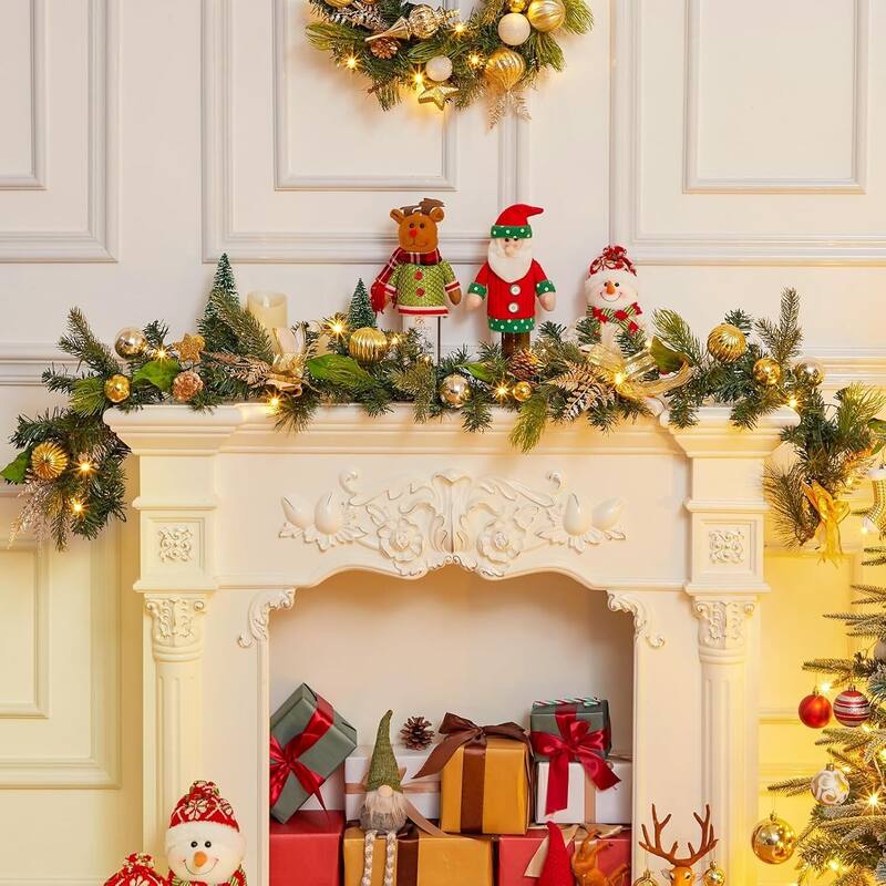 6FT Battery Powered Xmas Garlands Pre Lit Lights, Christmas Garland - N/A