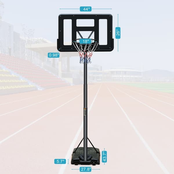 Basketball Hoop Portable Basketball Goal System 6.5-10ft Adjustable 44in Backboard for Indoor Outdoor Black - 7'9" x 9'9"