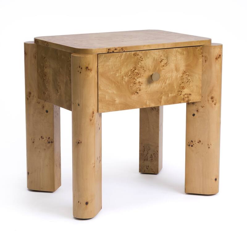 Studio London Nightstand Maple Burl Bedside Table Easy Assembly for Stylish