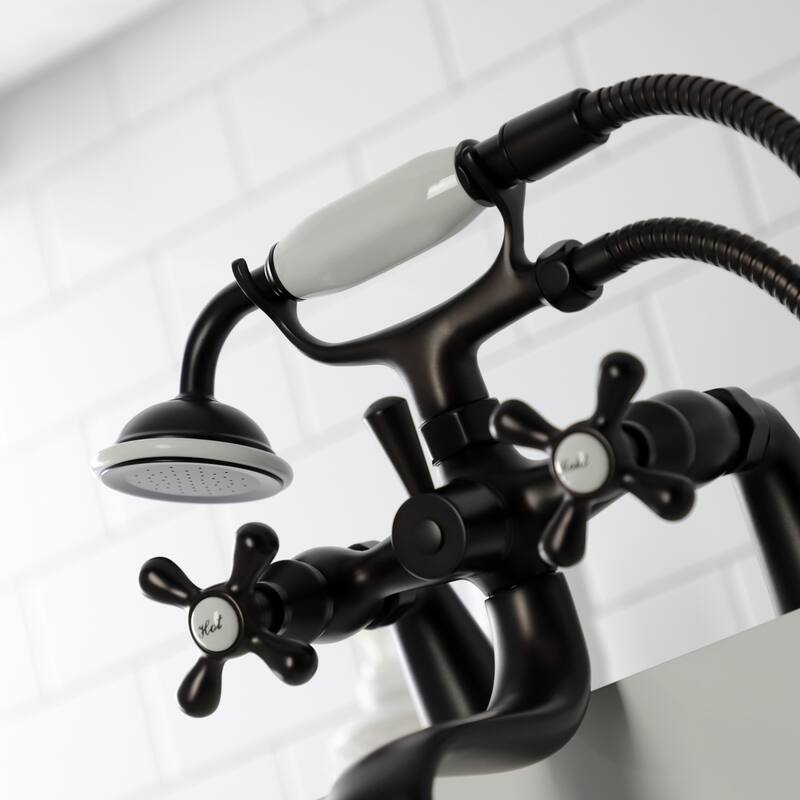 Kingston Brass Deck Mount Clawfoot Tub Faucet with Hand Shower