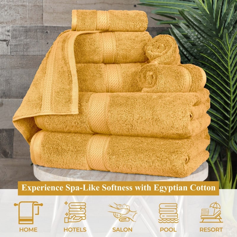 Superior Luxury Egyptian Cotton Bath Towel Set of 4 Ultra Plush, Heavyweight, Absorbent Spa & Hotel Quality Bath Towels Set