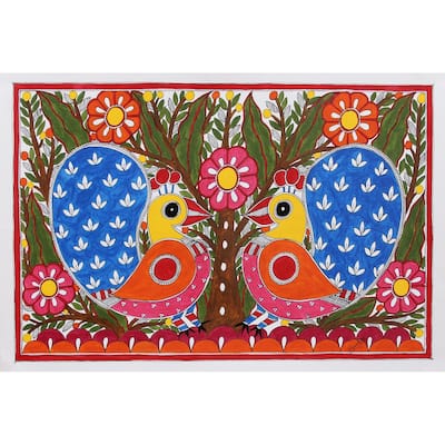 Novica Handmade Spring Song Madhubani Painting
