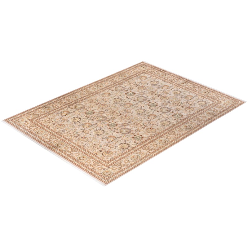 Overton Hand Knotted Wool Vintage Inspired Traditional Mogul Ivory Area Rug - 9 x 12