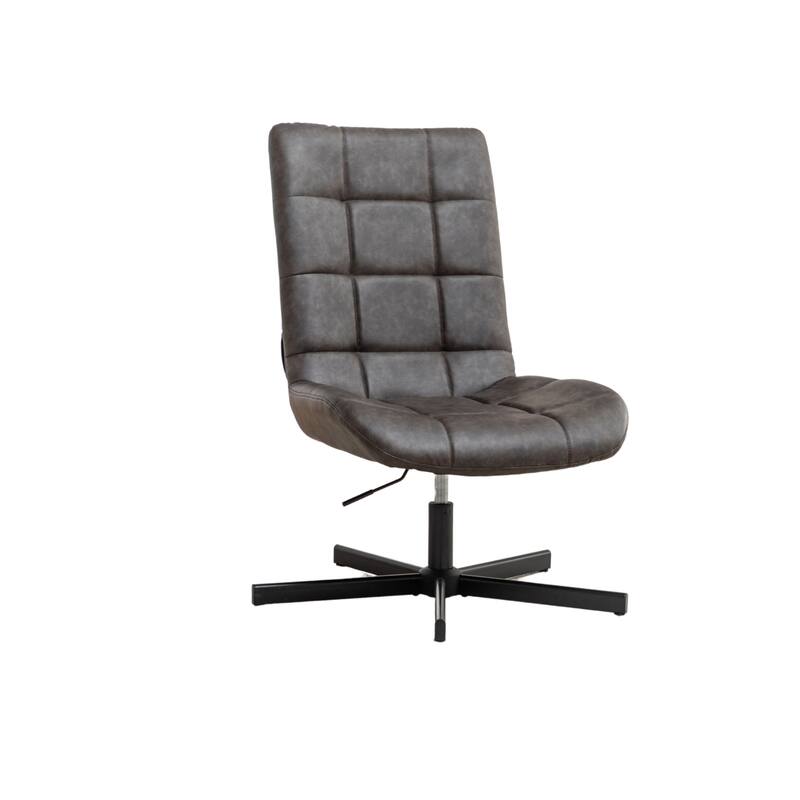 Faux Leather Tufted Swivel Accent Chair, Adjustable Height