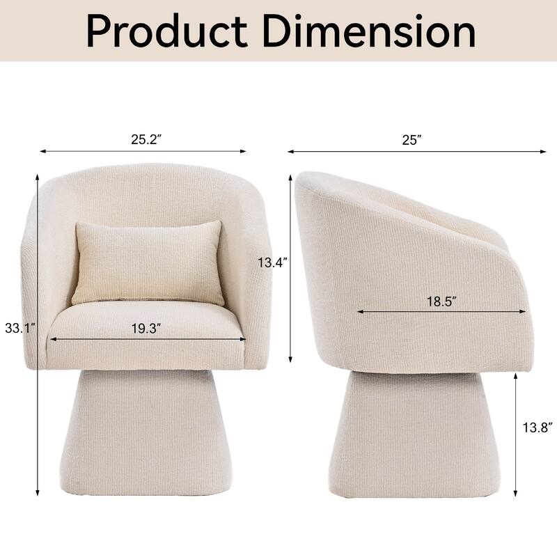 360° Swivel Barrel Fabric Upholstered dining chair with Pillow