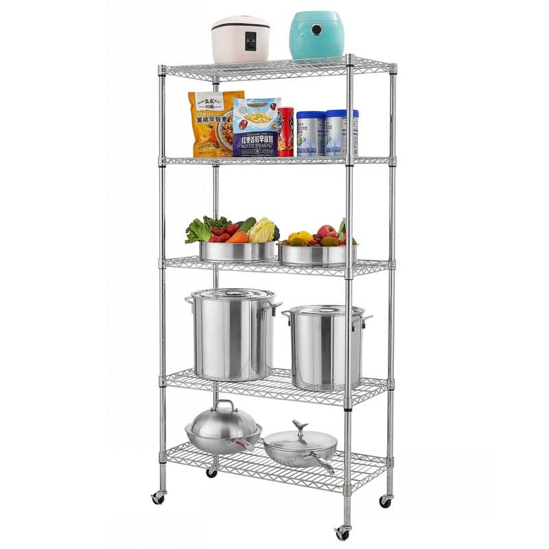 5-Tier Steel Wire Shelving with Wheels