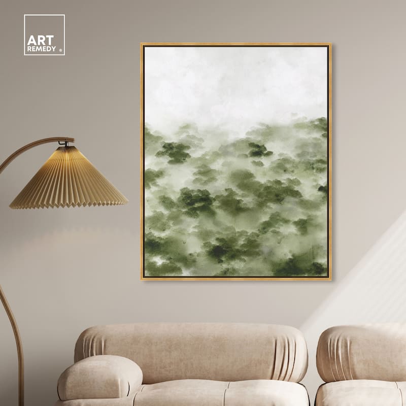 Art Remedy Foggy Rainforest Framed Watercolor Boho Abstracts