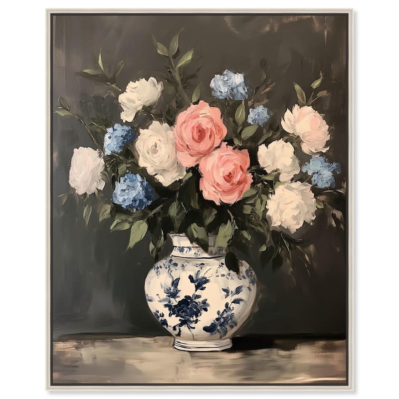 Classic Bouquet Canvas by Art Remedy - 30" x 36" - Silver