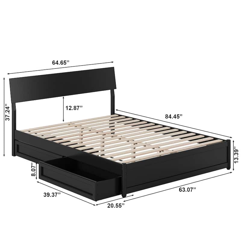 Norla Wood Platform Bed with Storage Drawers