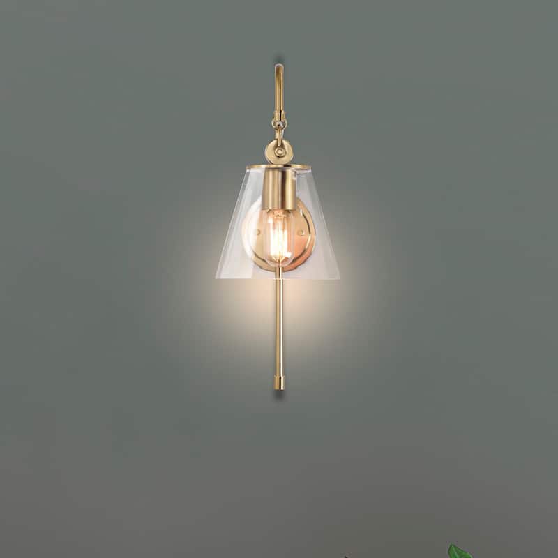 Dover 1 Light Wall Sconce Vintage Brass with Clear Glass