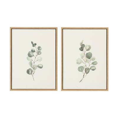 Kate and Laurel Sylvie Eucalyptus Framed Canvas Set by Maja Mitrovic of Makes My Day Happy