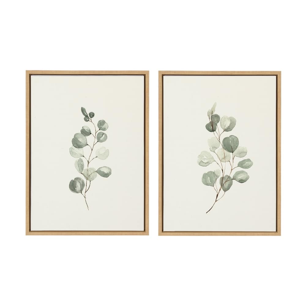 Kate and Laurel Sylvie Eucalyptus Framed Canvas Set by Maja Mitrovic of Makes My Day Happy