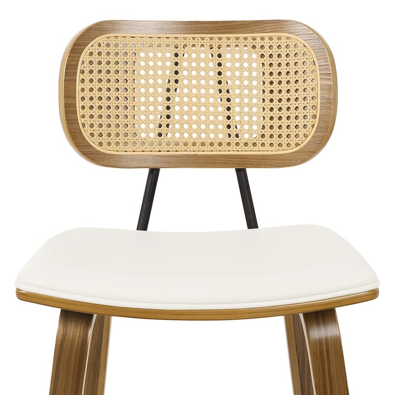 26-inch Wood Counter Height Bar Stools with Rattan Back