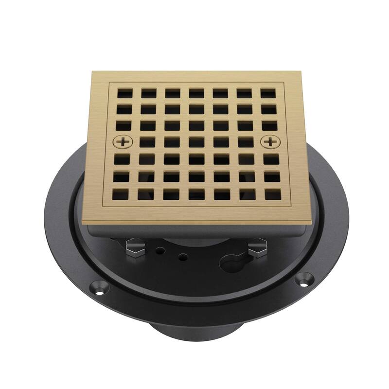 4" Tile-In Shower Drain - Brushed Brass