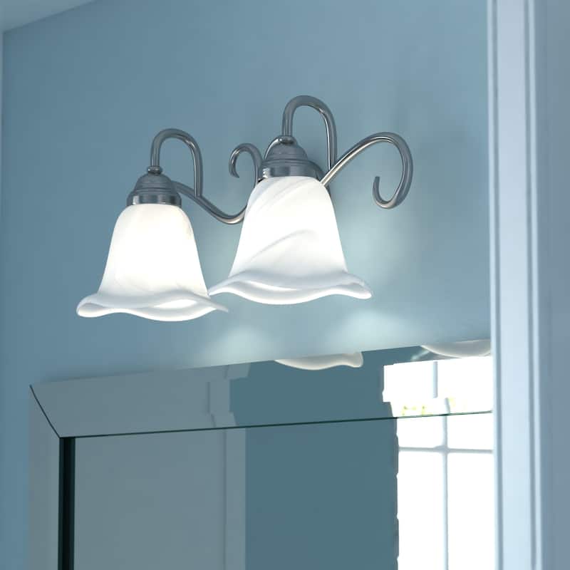 Bella 2 Light Brushed Nickel Bathroom Vanity Fixture - 19.75-in W x 9-in H x 8.25-in D - Brushed Nickel - 19.75-in W x 9-in H x 8.25-in D