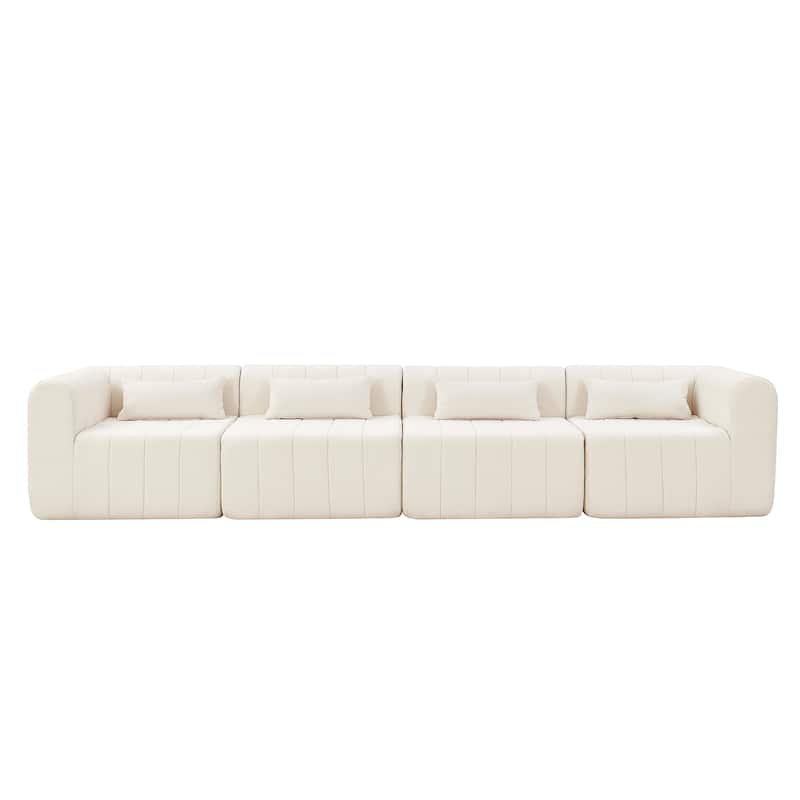 Christopher Knight Home - Modular Polyester Upholstered Sectional Sofa with 4-Piece Compressed Sponge - 145.5"