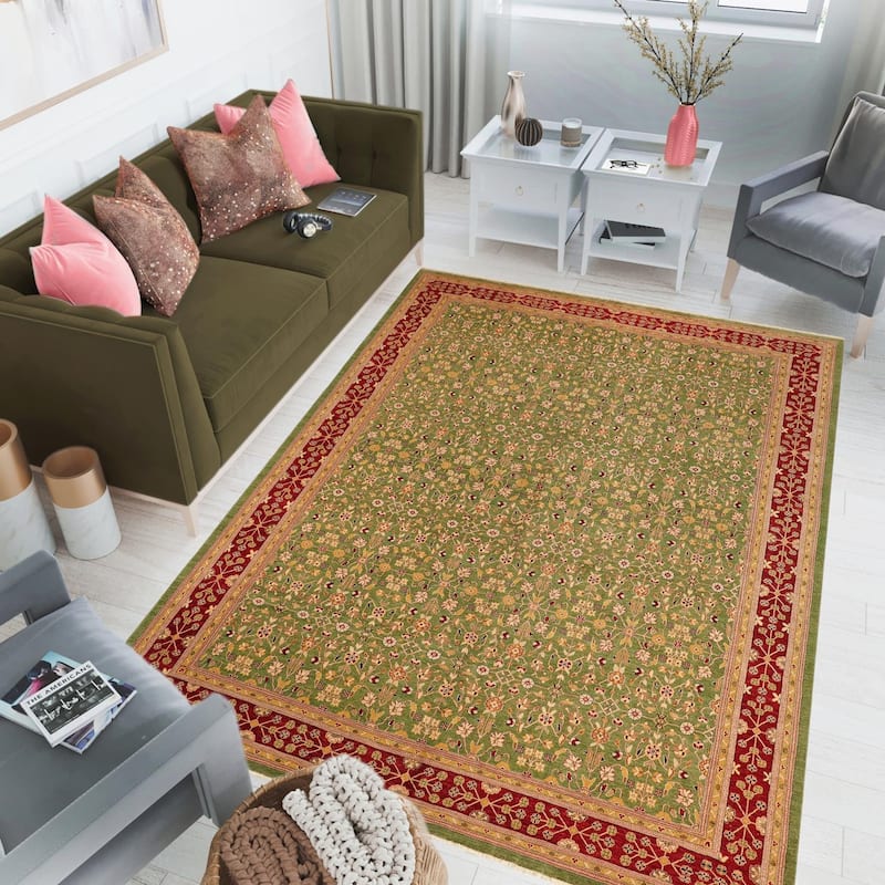 Boho Chic Ziegler Enedina Green Red Hand-Knotted Wool Rug - 11'10'' x 17'10''