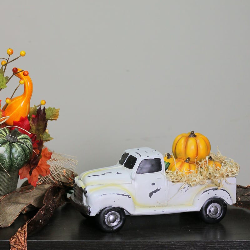 Truck Full of Pumpkins and Hay Thanksgiving Decoration - 11.25"
