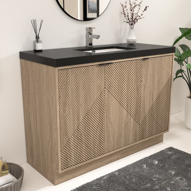 Milano 48" Freestanding Bathroom Vanity with Black Acrylic Sink