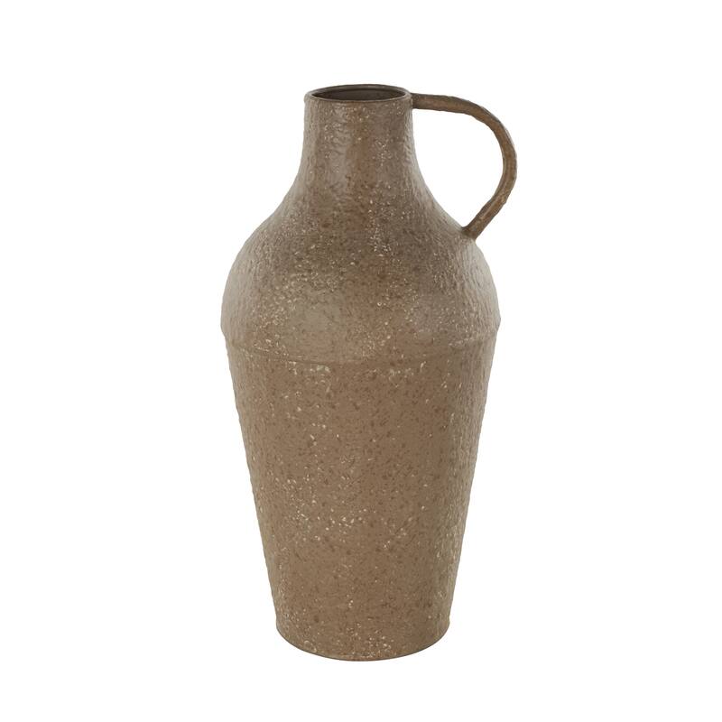 Metal Antique Inspired Decorative Vase with Handle - Brown - Roche River Decor