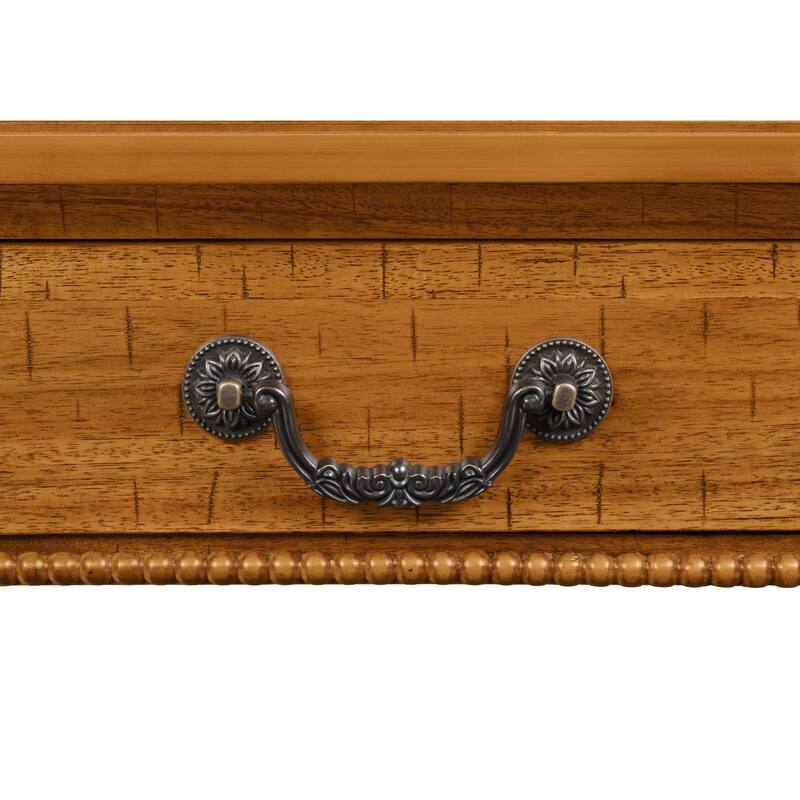 Rectangular Wooden Coffee Table with Storage Drawer, Vintage Cocktail Table with Solid Wood Gourd-Shaped Legs
