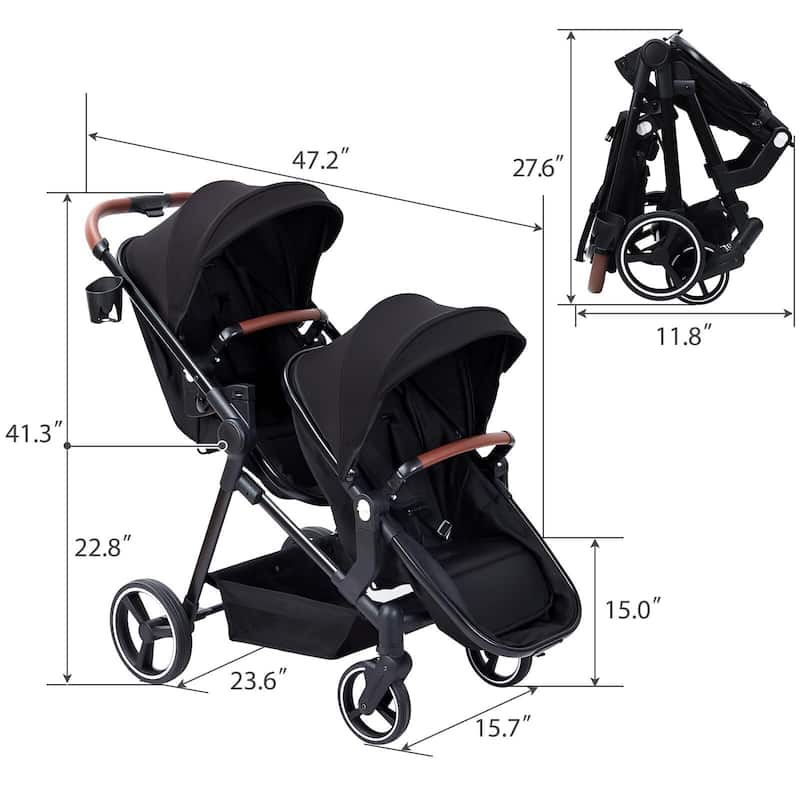 Double Stroller Track Tandem Stroller for Infant and Toddler