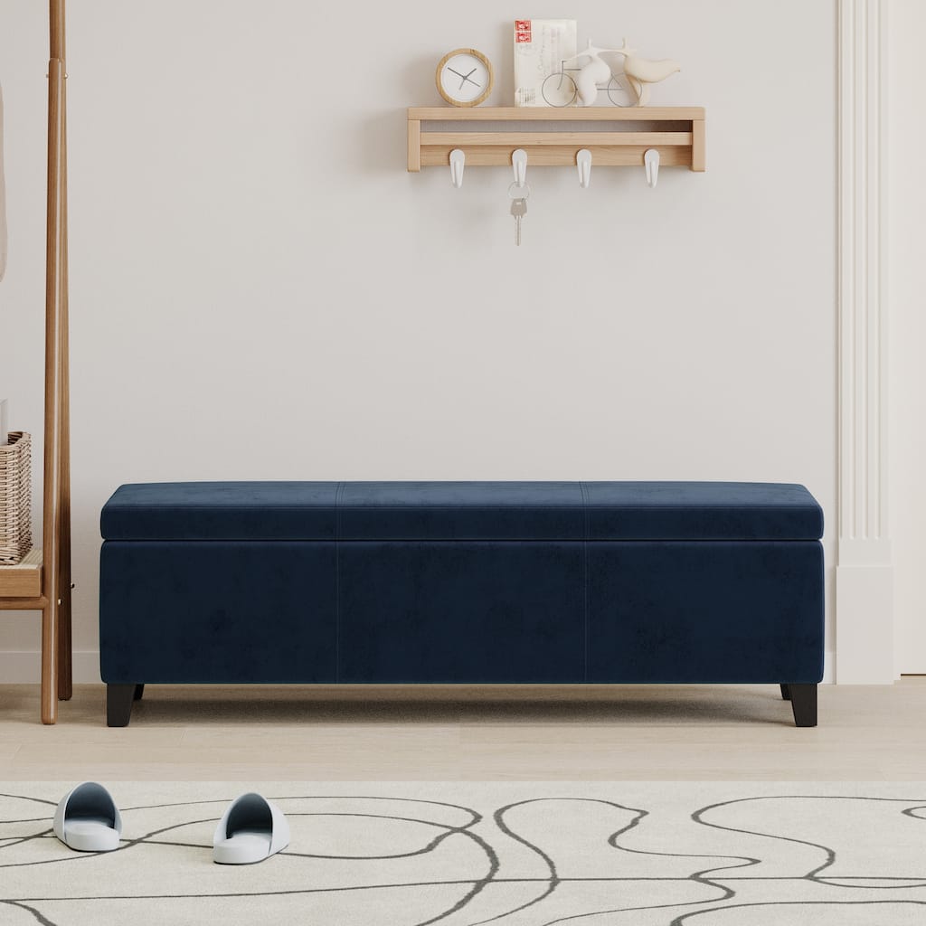 Premium Velvet Storage Ormans Bench Doubles as a Coffee Table in the Living Room
