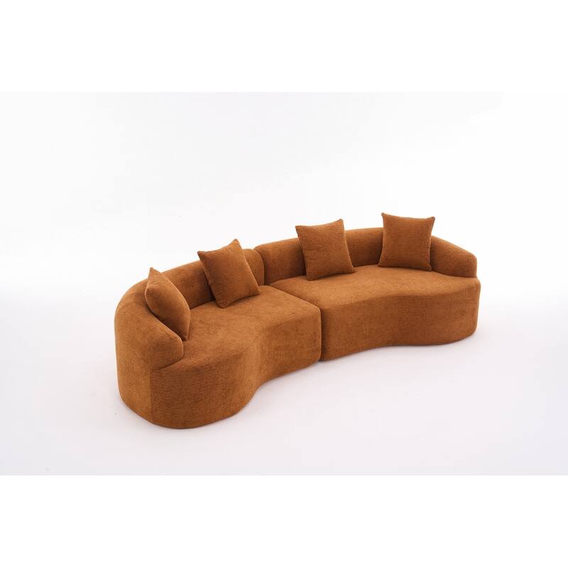 Curved Loveseat White Full Compression Sponge Sofa