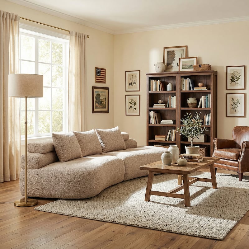 Christopher Knight Home - Compressed Modern Upholstered Modular Sectional Sofa - Almond - Symmetrical