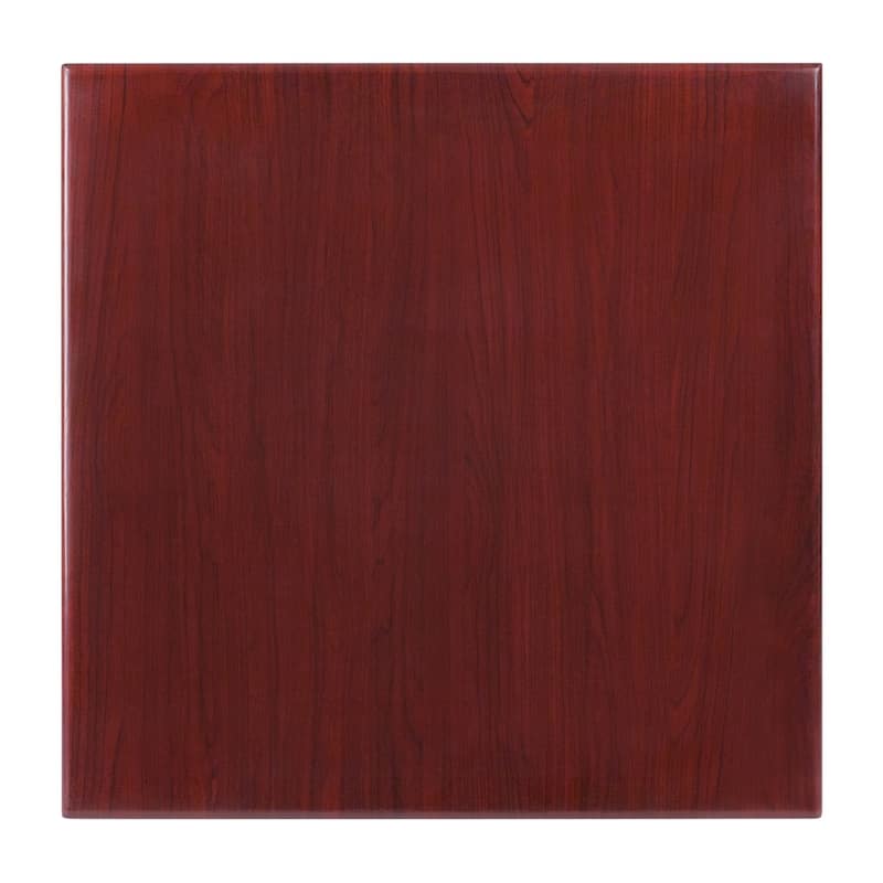 24'' Square High-Gloss Resin Table Top with 2'' Thick Drop-Lip - 24"W x 24"D x 2"H - Mahogany Finish - Mahogany