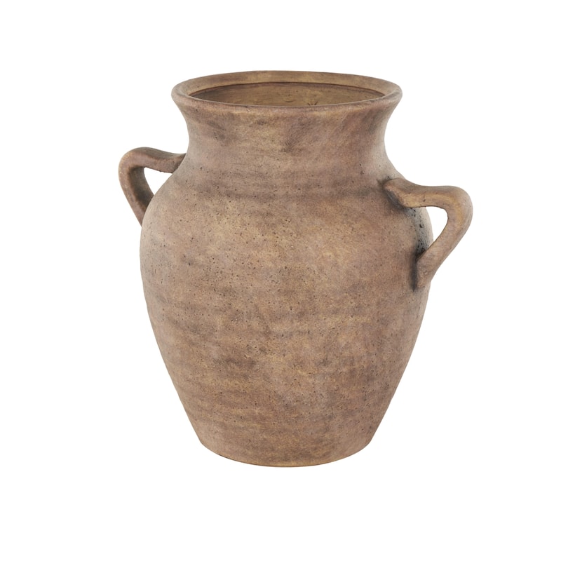 Ceramic Antique Style Textured Vase with Handles - Copper or White - Roche River Decor