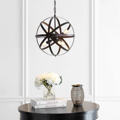 SAFAVIEH Lighting Brycen Adjustable 6-light LED Brass Pendant - 16.5" W x 16.5" D x 23-95" H