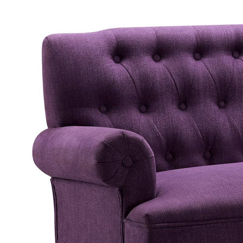 Moser Bay Arete Upholstered Tufted Settee Chesterfield Style Loveseat, Velvet or Linen
