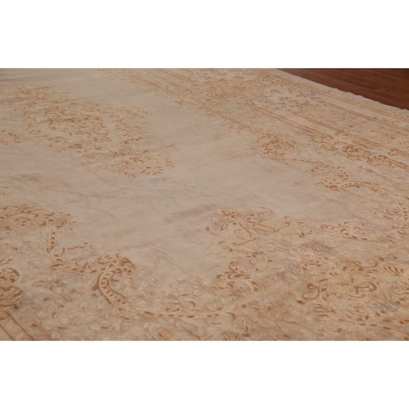Kerman Persian Antique Large Rug Hand-Knotted Wool Carpet - 10'6"x 19'9"