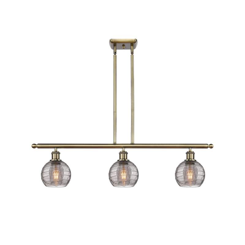 Innovations Lighting 516-3I 9 36 Athens Deco Swirl Chandelier Athens - Antique Brass / Light Smoke Deco Swirl