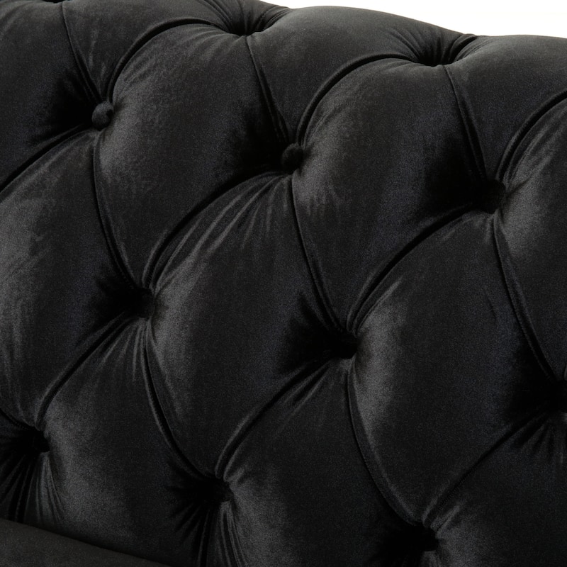 Velvet Loveseat Sofa, Rolled Arm Plush Upholstered Sofa Couch with Tufted Button for Living Room, 2 Seat Settee
