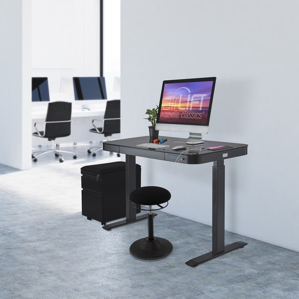 Airlift 47 In Tempered Glass Electric Standing Desk Top Dual 2 4a Usb Charging Port Height Adjustable To 47 In H Overstock 25560318