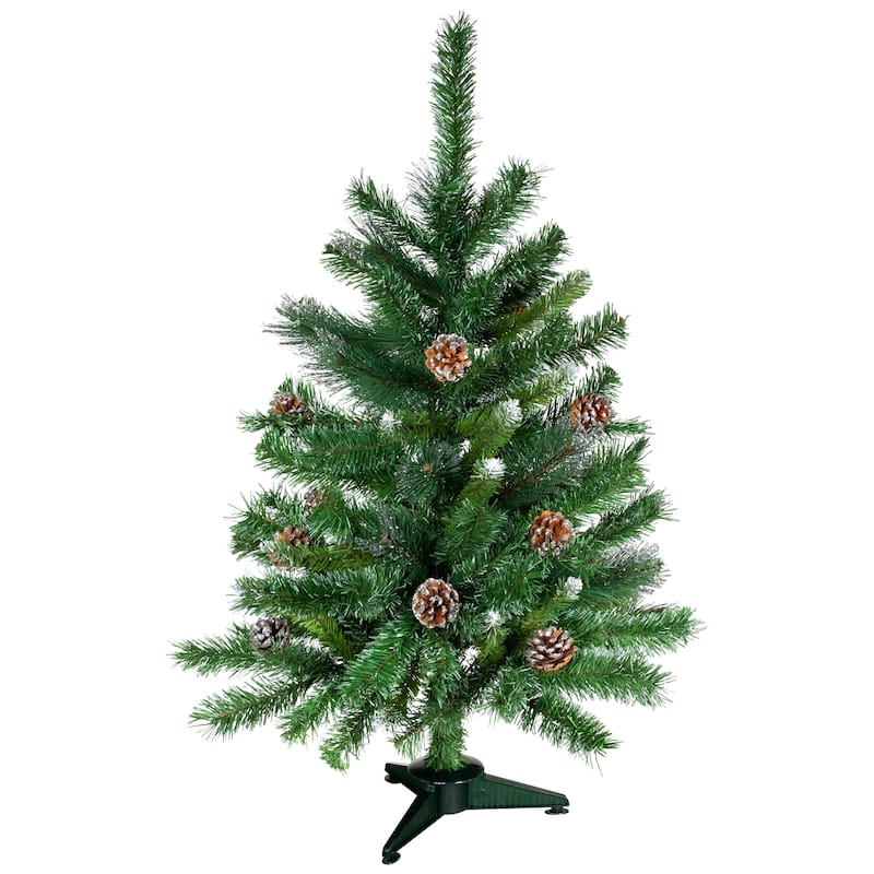 Two Tone Buckeye Glitter Pine Full Artificial Christmas Tree - 3' - Unlit - 3 Foot