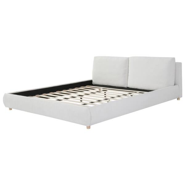 Christopher Knight Home - Charlotte King Size Upholstered Boucle Platform Bed with Removable Pillow Headboard