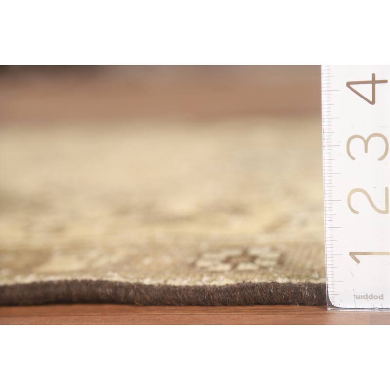 Hand Knotted Oriental 100% Wool Carpet Traditional Medallion Yellow & Gold Tabriz Area Rug - 4' 8'' X 3' 3''